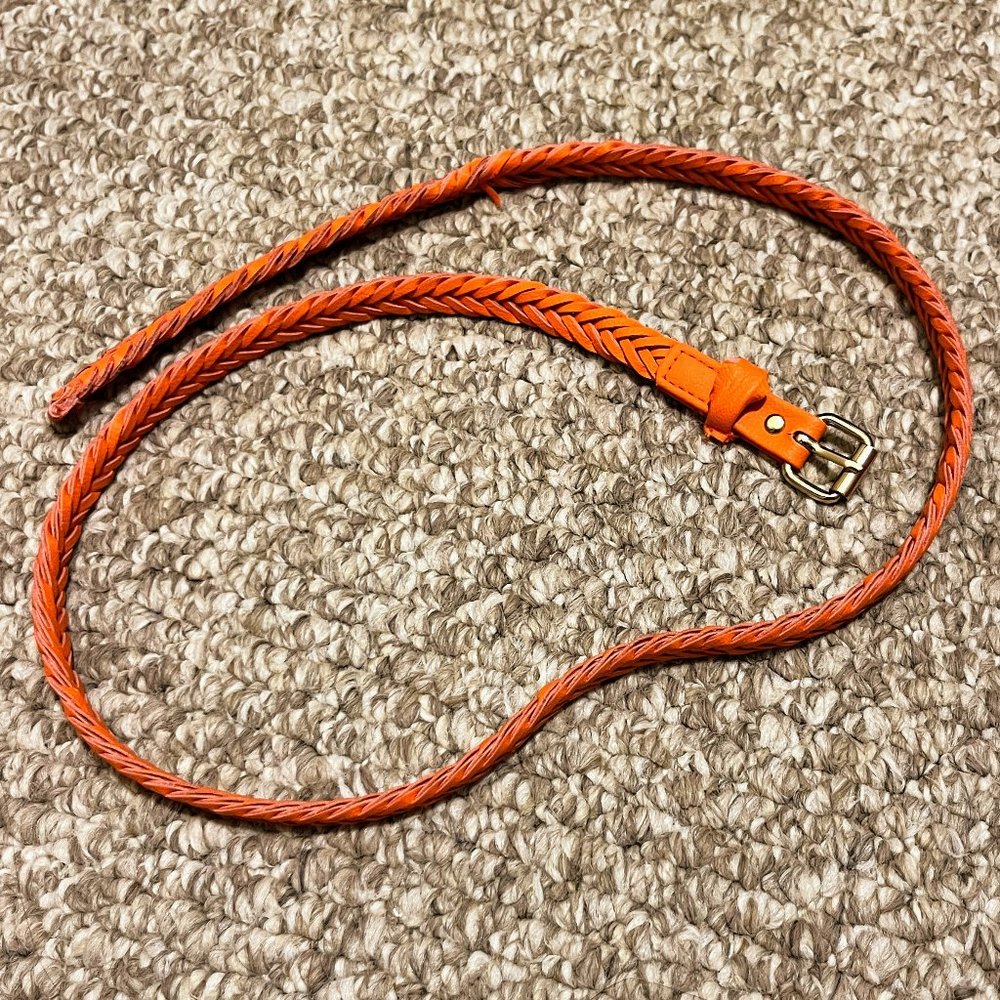 Skinny Orange Braided Belt, size Small